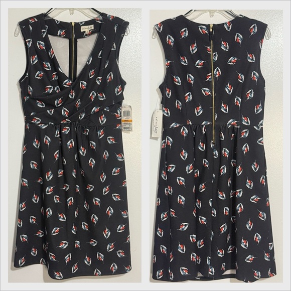 🏷️🪶 NWT Maison & Jules Feather Print Cross Front Dress Size Small - Picture 2 of 6